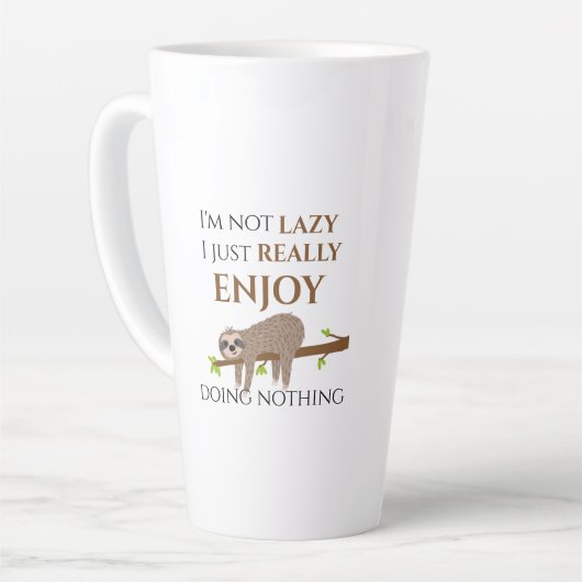 Cute Lazy Sloth Hanging on Tree Funny Text Latte Mok (Linkerhoek)