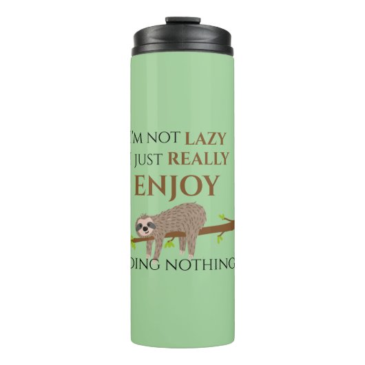 Cute Lazy Sloth Hanging on Tree Funny Text Thermosbeker (Voorkant)