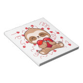 Cute Lazy Sloth Holding Heart Love Sloth Notitieblok (Schuin)