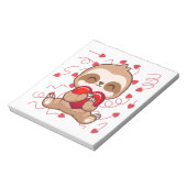 Cute Lazy Sloth Holding Heart Love Sloth Notitieblok (Linkerzijde)