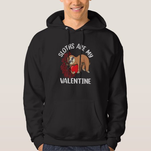 Cute Lazy Sloth Holding Heart Love Sloth Valentijn Hoodie (Voorkant)