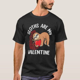 Cute Lazy Sloth Holding Heart Love Sloth Valentijn T-shirt