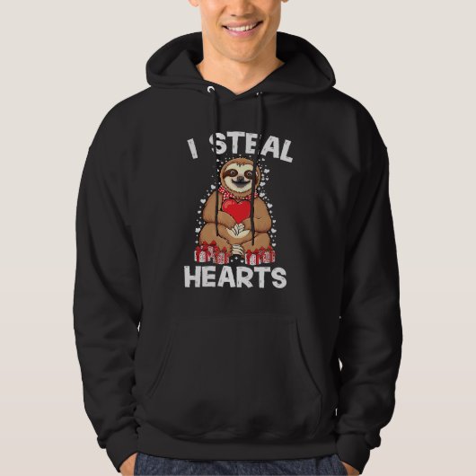 Cute lazy sloth holding heart love sloth valentine hoodie (Voorkant)
