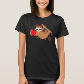 Cute Lazy Sloth Holding Heart Love Sloth Valentine T-shirt (Voorkant)
