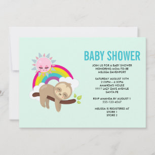 Cute Lazy Sloth met Sun & Rainbow-Baby shower