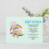 Cute Lazy Sloth met Sun & Rainbow-Baby shower (Staand voorkant)