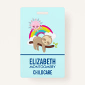 Cute Lazy Sloth met Sun & Rainbow Badge (Voorkant)
