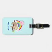 Cute Lazy Sloth met Sun & Rainbow Bagagelabel (Voorkant horizontaal)