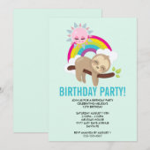 Cute Lazy Sloth met Sun & Rainbow Birthday (Voorkant / Achterkant)