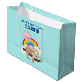 Cute Lazy Sloth met Sun & Rainbow Birthday Groot Cadeauzakje (Voorkant Gekanteld)