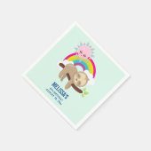 Cute Lazy Sloth met Sun & Rainbow Birthday Servet (Hoek)