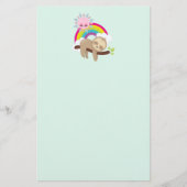 Cute Lazy Sloth met Sun & Rainbow Briefpapier (Voorkant)