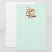 Cute Lazy Sloth met Sun & Rainbow Briefpapier (Voorkant / Achterkant)