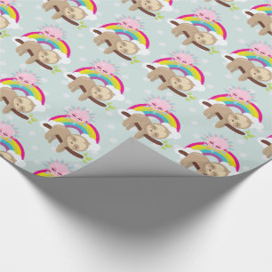 Cute Lazy Sloth met Sun & Rainbow Cadeaupapier