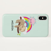 Cute Lazy Sloth met Sun & Rainbow Case-Mate iPhone Case (Achterkant (horizontaal))