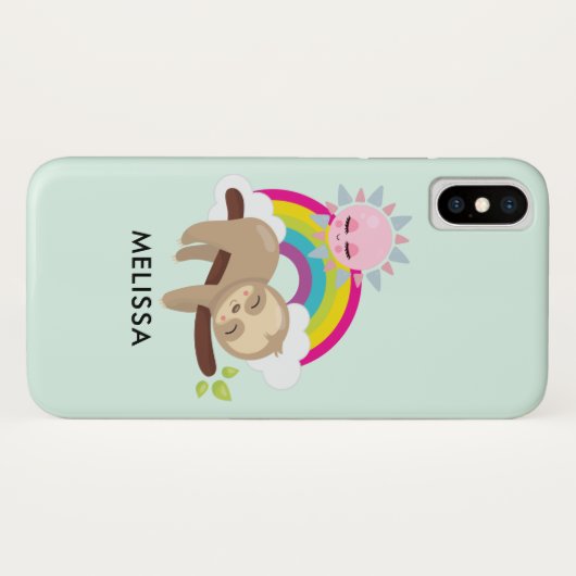 Cute Lazy Sloth met Sun & Rainbow Case-Mate iPhone Case (Achterkant (horizontaal))