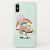 Cute Lazy Sloth met Sun & Rainbow Case-Mate iPhone Case (Achterkant)