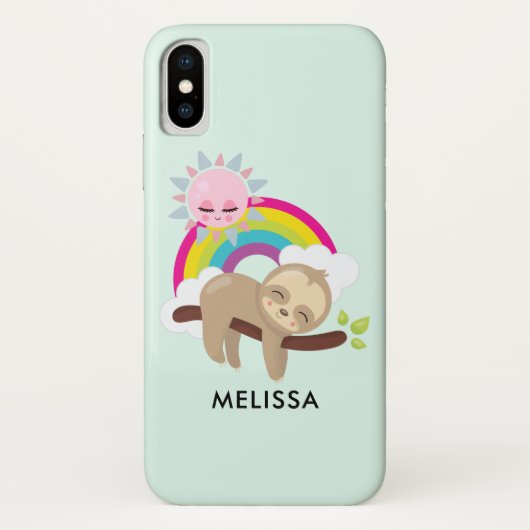 Cute Lazy Sloth met Sun & Rainbow Case-Mate iPhone Case (Achterkant)