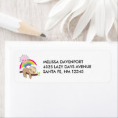 Cute Lazy Sloth met Sun & Rainbow Etiket (Insitu)