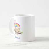 Cute Lazy Sloth met Sun & Rainbow Koffiemok (Voorkant links)