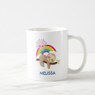 Cute Lazy Sloth met Sun & Rainbow Koffiemok