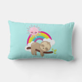 Cute Lazy Sloth met Sun & Rainbow Kussen (Achterkant)
