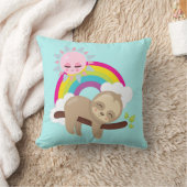 Cute Lazy Sloth met Sun & Rainbow Kussen (Deken)