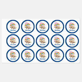 Cute Lazy Sloth met Sun & Rainbow Labels