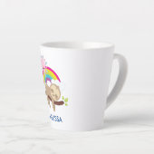 Cute Lazy Sloth met Sun & Rainbow Latte Mok (Rechterhoek)