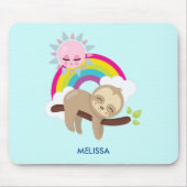 Cute Lazy Sloth met Sun & Rainbow Muismat (Voorkant)