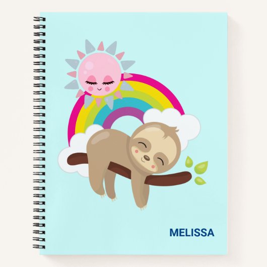 Cute Lazy Sloth met Sun & Rainbow Notitieboek (Voorkant)