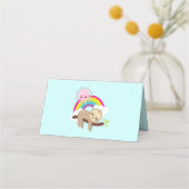 Cute Lazy Sloth met Sun & Rainbow Plaatskaartje (Achterkant)
