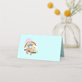 Cute Lazy Sloth met Sun & Rainbow Plaatskaartje