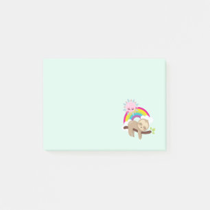 Cute Lazy Sloth met Sun & Rainbow Post-it® Notes