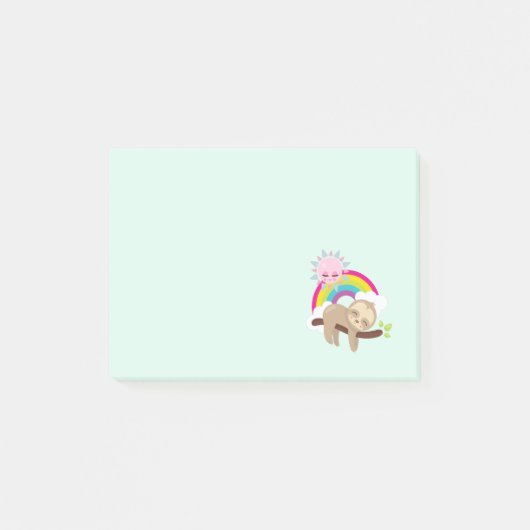 Cute Lazy Sloth met Sun & Rainbow Post-it® Notes (Voorkant)