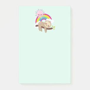 Cute Lazy Sloth met Sun & Rainbow Post-it® Notes