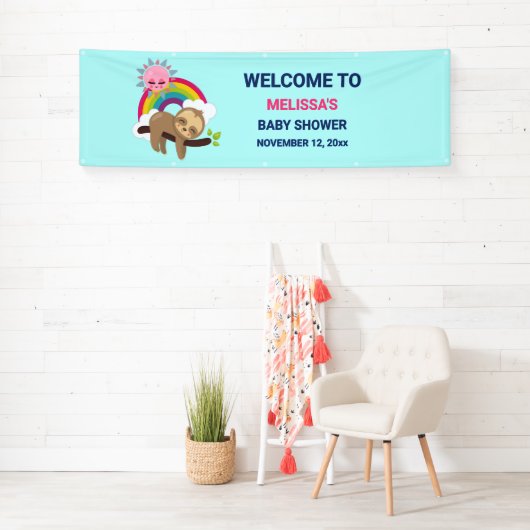 Cute Lazy Sloth met Sun & Rainbow Spandoek (Insitu)