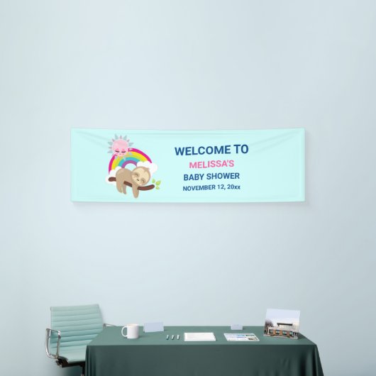 Cute Lazy Sloth met Sun & Rainbow Spandoek (Beurs)