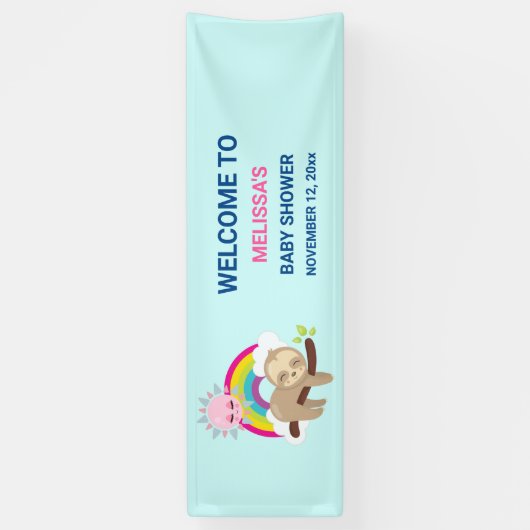 Cute Lazy Sloth met Sun & Rainbow Spandoek (Verticaal)