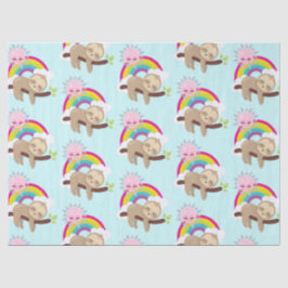 Cute Lazy Sloth met Sun & Rainbow Tissuepapier