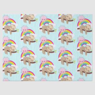 Cute Lazy Sloth met Sun & Rainbow Tissuepapier