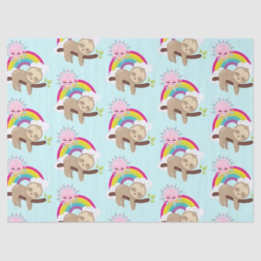 Cute Lazy Sloth met Sun & Rainbow Tissuepapier (Voorkant)