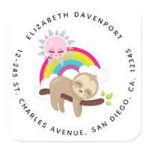 Cute Lazy Sloth met Sun & Rainbow