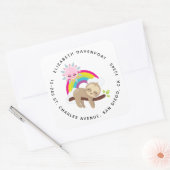 Cute Lazy Sloth met Sun & Rainbow Vierkante Sticker (Envelop)