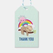 Cute Lazy Sloth met Sunshine & Rainbow Hartelijk d Cadeaulabel (Voorkant)