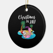 Cute Lazy Sloth on Flamingo Float Kerstmis Keramisch Ornament (Links)