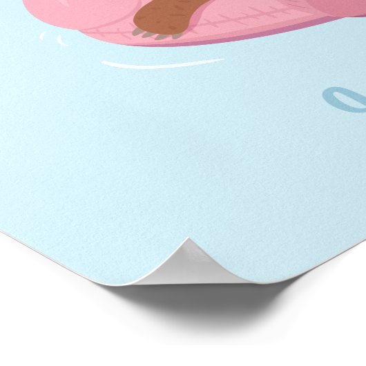 Cute Lazy Sloth on Pink Flamingo Float Print (Hoek)