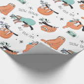 Cute Lazy Sloths Cadeaupapier (Hoek)
