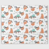 Cute Lazy Sloths Cadeaupapier (Vlak)