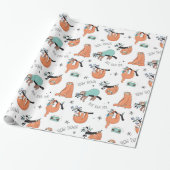 Cute Lazy Sloths Cadeaupapier (Uitgerold)